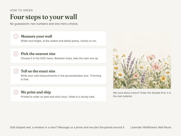 Watercolor Lavender Wildflowers Wall Mural, image 5