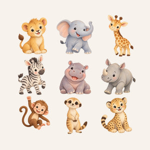 Baby Safari Animal Wall Decals, Set of 9, image 3