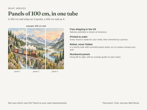 Watercolor Panoramic Train Journey Wall Mural, image 8