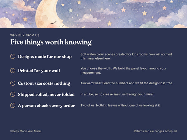 Watercolor Sleepy Moon Wall Mural, image 10