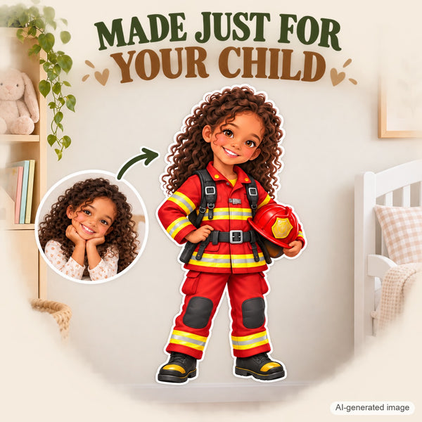 Personalized Firefighter Wall Decal from Photo, Dream Job Sticker, image 13