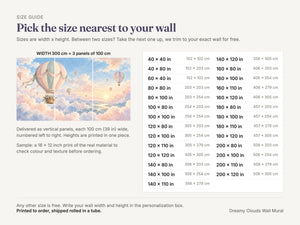Watercolor Dreamy Clouds Hot Air Balloon Wall Mural, image 5