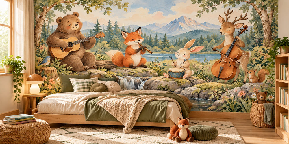 Watercolor Woodland Band Wall Mural, image 1