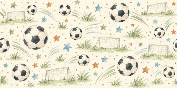 Watercolor Soccer Pattern Wall Mural, image 3