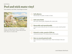 Watercolor Lamb Meadow Farm Wall Mural, image 7