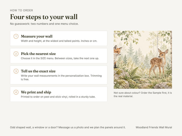 Watercolor Woodland Friends Wall Mural, image 3