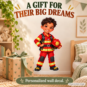 Personalized Firefighter Wall Decal from Photo, Dream Job Sticker, image 10