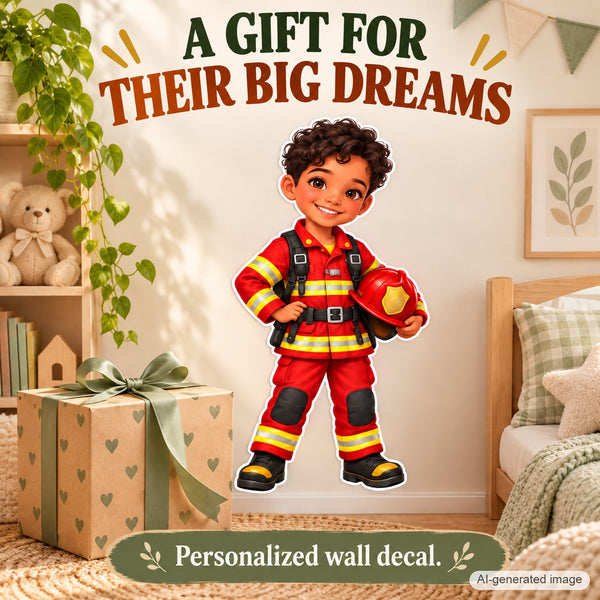 Personalized Firefighter Wall Decal from Photo, Dream Job Sticker, image 10
