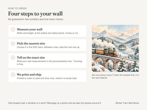 Watercolor Winter Train Wall Mural, image 6