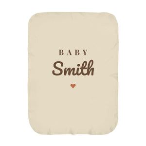 Baby Surname swaddle blanket in oat