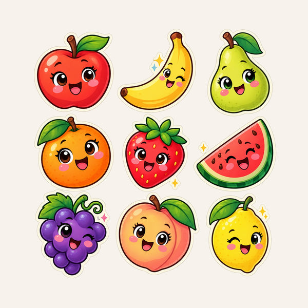 Cute Fruits Wall Decals, Set of 9, First Words Stickers, image 3