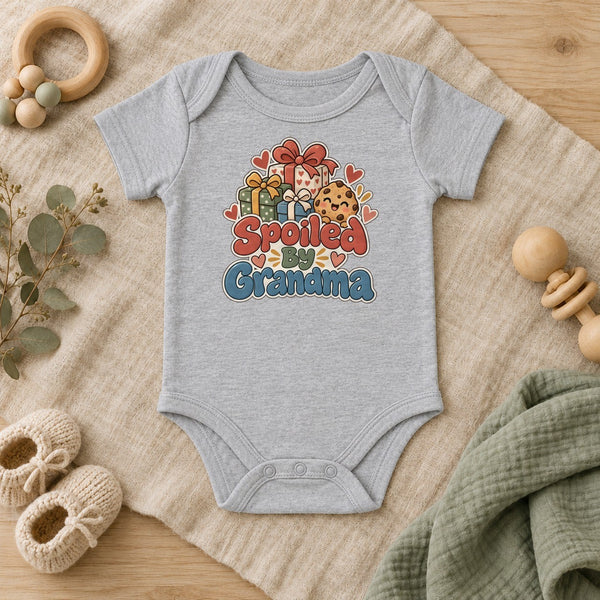 Spoiled By Grandma baby bodysuit in heather grey