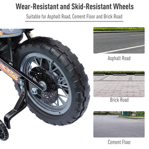 Kids' 6V Electric Ride-On Motorcycle with Training Wheels – Red