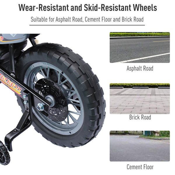 Kids' 6V Electric Ride-On Motorcycle with Training Wheels – Red