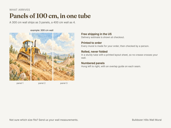 Watercolor Bulldozer Hills Wall Mural, image 8