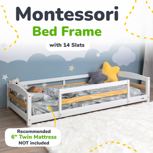 Twin Montessori-Inspired Floor Bed with Guardrails