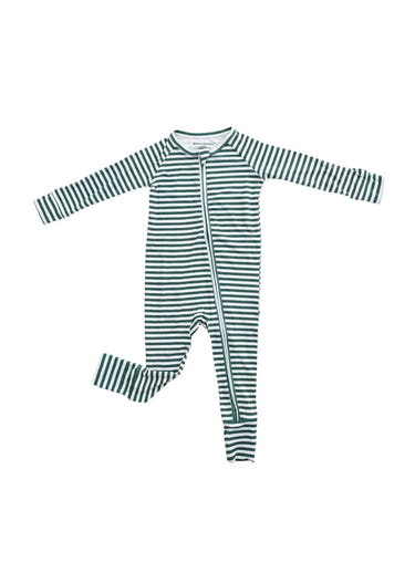 Green Stripes Zippy zip pajamas for babies, featuring a cozy design and soft fabric for comfort and style.