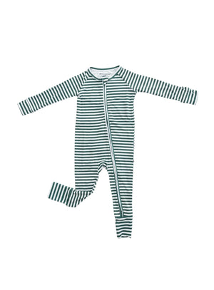 Green Stripes Zippy zip pajamas for babies, featuring a cozy design and soft fabric for comfort and style.