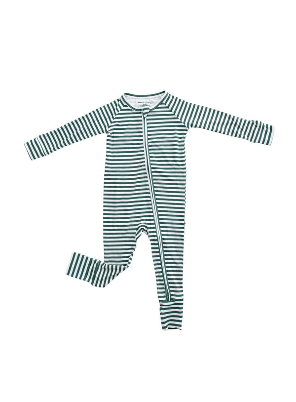 Green Stripes Zippy zip pajamas for babies, featuring a cozy design and soft fabric for comfort and style.