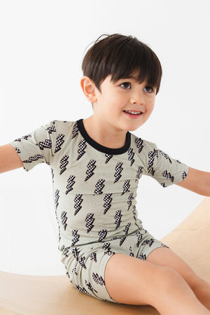"Strike All Night Short Set for babies, featuring a stylish design in a playful angle view."