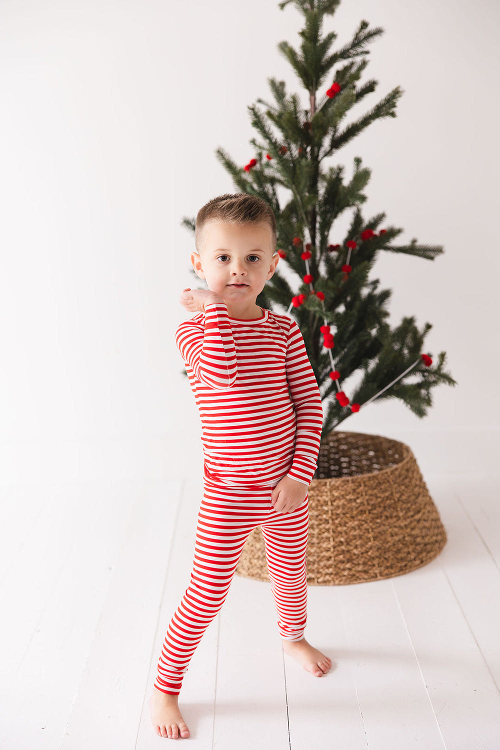 Red Stripes Set sleepsuit for babies, featuring a cozy design perfect for bedtime comfort.