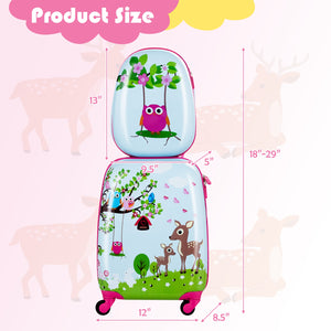 Green ABS kids suitcase set, 12-inch and 16-inch, perfect for travel. Ideal baby and kids luggage.