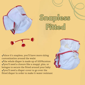 Fitted Cloth Diaper Bundle | Includes Cotton Fitted, Snappi, &  2 Additional Inserts