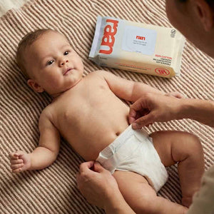 100% cotton unbleached water wipes for babies, gentle and safe, shown from angle 3.