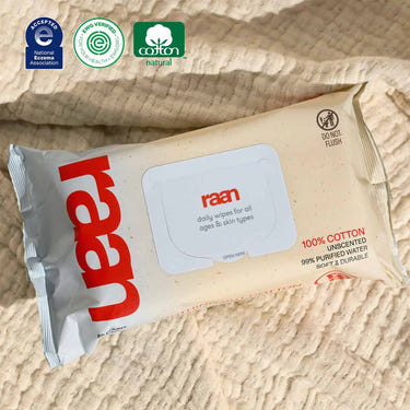 100% cotton unbleached water wipes for babies, gentle and safe for sensitive skin.