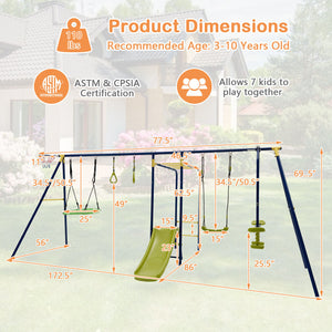 7-in-1 Stable A-shaped Outdoor Swing Set for Backyard for Kids - Outdoor Play