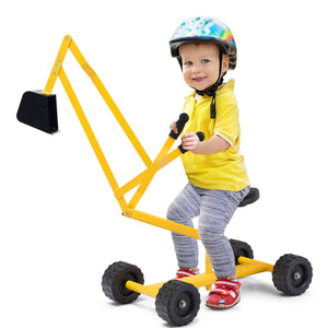 Heavy Duty Steel Frame Kid Ride-on Sand Digger - Wooden for Kids with Cover