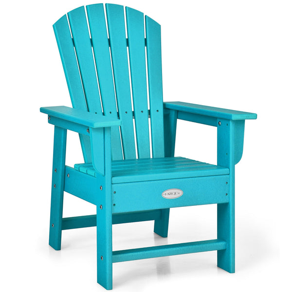 Patio Kids' Adirondack Chair with ergonomic backrest, angled view showcasing comfort and style for children.