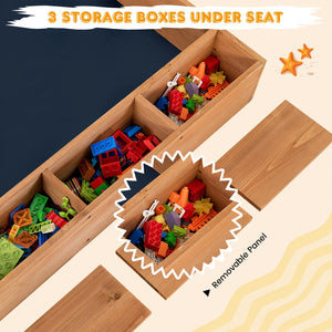 Kids Wooden Square Sandbox with Cover - UV-Protected Cover