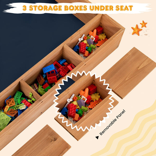 Kids Wooden Square Sandbox with Cover - UV-Protected Cover