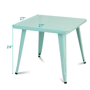 27-inch kids square steel activity table for play and learning, shown from angle 4. Perfect for toddlers and children.