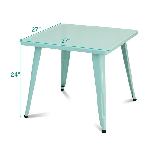 27-inch kids square steel activity table for play and learning, shown from angle 4. Perfect for toddlers and children.
