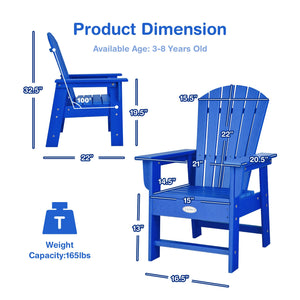 Patio Kids' Adirondack Chair with ergonomic backrest, shown from angle 3, perfect for outdoor play and relaxation.