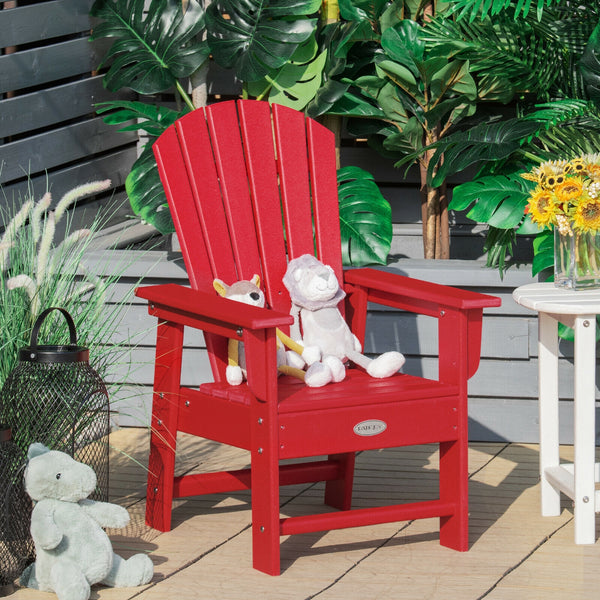 Patio Kids' Adirondack Chair with ergonomic backrest, angled view showcasing stylish and comfortable design for children.