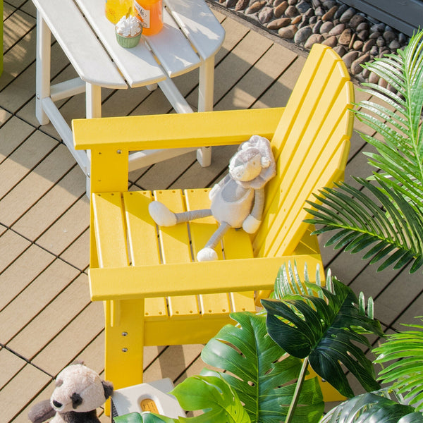 Patio Kids' Adirondack Chair with ergonomic backrest, perfect for outdoor comfort and style for children.
