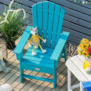 Patio Kids' Adirondack Chair with ergonomic backrest, angled view showcasing comfort and style for children.