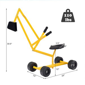 Heavy Duty Steel Frame Kid Ride-on Sand Digger - Wooden for Kids with Cover