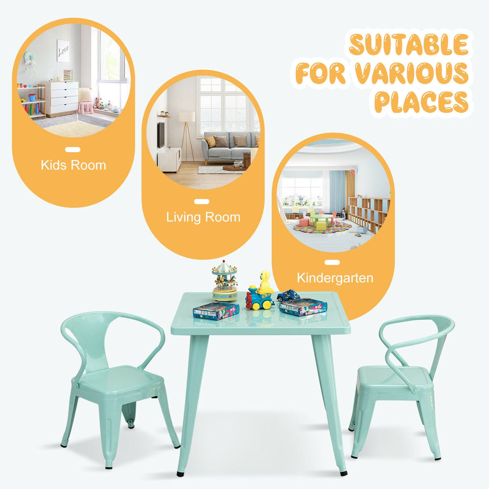 27-inch kids square steel activity table for play and learning, perfect for toddlers and young children.