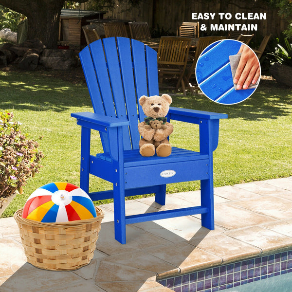 Patio Kids' Adirondack Chair with ergonomic backrest, perfect for outdoor comfort and style for children.