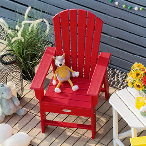 Patio Kids' Adirondack Chair with ergonomic backrest, perfect for outdoor comfort and style for children.