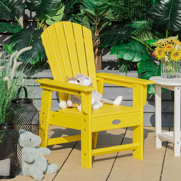 Patio Kids' Adirondack Chair with ergonomic backrest, perfect for outdoor fun and comfort. Angle 49 view.