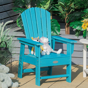 Patio Kids' Adirondack Chair with ergonomic backrest, perfect for outdoor fun and comfort. Angle view 33.