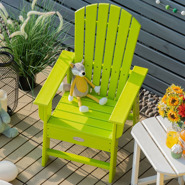 Patio Kids' Adirondack Chair with ergonomic backrest, perfect for outdoor fun and comfort. Angle 13 view.