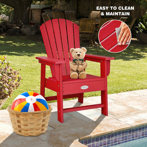 Patio Kids' Adirondack Chair with ergonomic backrest, shown at angle 28, perfect for outdoor comfort and style.