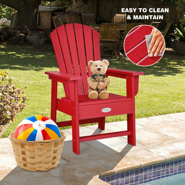 Patio Kids' Adirondack Chair with ergonomic backrest, shown at angle 28, perfect for outdoor comfort and style.