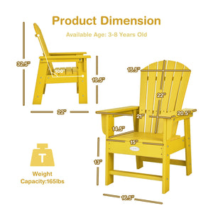 Patio Kids' Adirondack Chair with ergonomic backrest, perfect for outdoor comfort and style.
